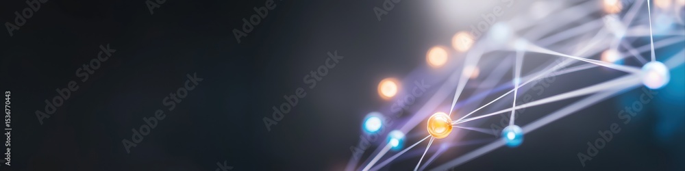 Poster a colorful, abstract image of a network of lines and dots. concept of interconnectedness and complex