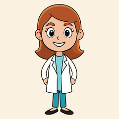 Fototapeta premium Cartoon female doctor vector illustration