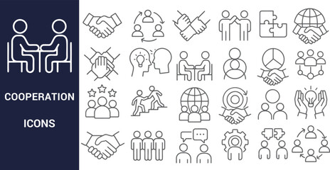 Collaboration Icons Teamwork, Partnership, and Cooperation Line Art Graphics