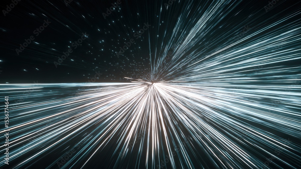 Poster Abstract Light Streaks Converging From a Distant Point, Representing Speed and Digital Transformation in Technology : Generative AI
