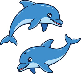 dolphin colorful swiming vector design