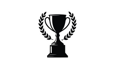 Classic trophy icon surrounded by laurel wreath symbolizing achievement and victory