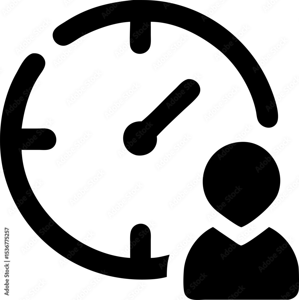 Poster silhouette clock design with one highlighted task item