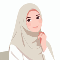 image of a woman in Muslim clothing with a simple and minimalist flat design using a white background