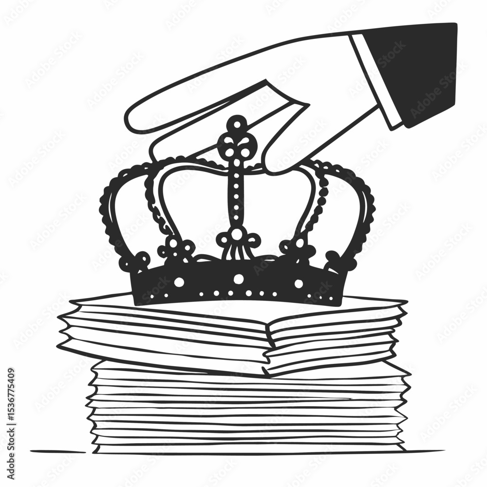 Poster silhouette crown icon design over a single task element