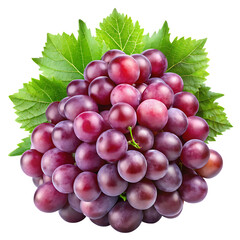 Plump bunch of purple grapes with a slight dewy shine, isolated on a white background PNG,AI GENERATED