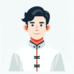 image of people dressed in Chinese clothes with a simple and minimalist flat design using a white background
