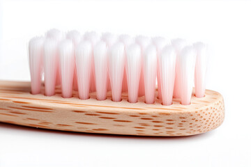 A sustainable toothbrush made of bamboo features soft bristles designed for effective cleaning, promoting healthy oral hygiene effortlessly at home