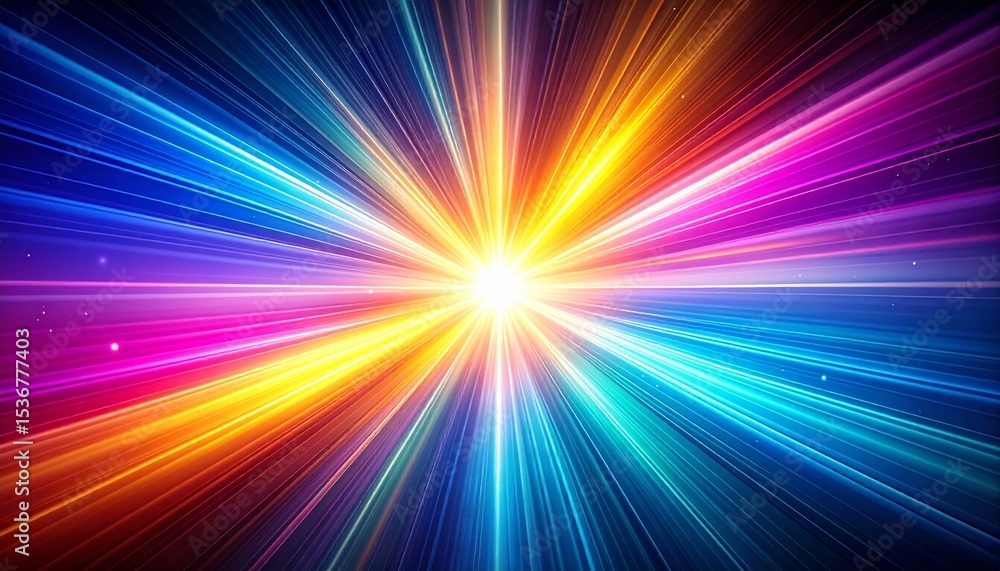 Poster vibrant abstract cosmic power light burst with explosive colorful display in the background