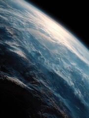 Fototapeta premium Earth From Space With Atmospheric Perspective, Showcasing Environmental Awareness and Global Interconnectivity : Generative AI