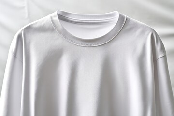 Close-Up of a White T-Shirt on Hanger, Representing Casual Style and Fashion Branding for E-Commerce : Generative AI