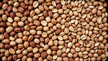 Close-Up View of Assorted Coffee Beans and Peanuts Displaying Natural Textures and Colors