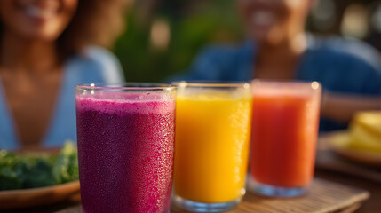 A healthy community enjoying a detox retreat with smoothies