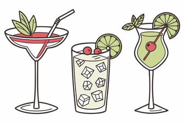 set of cocktails