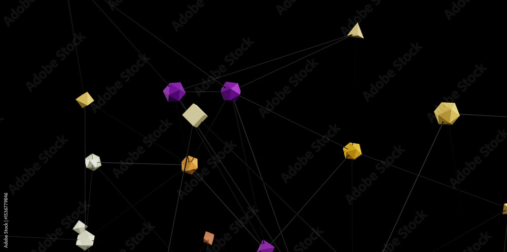 Aufkleber stock photo of geometric shapes connected by lines, representing networking and connectivity.