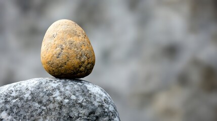 Serene Balanced Stone on Rock Nature Photography