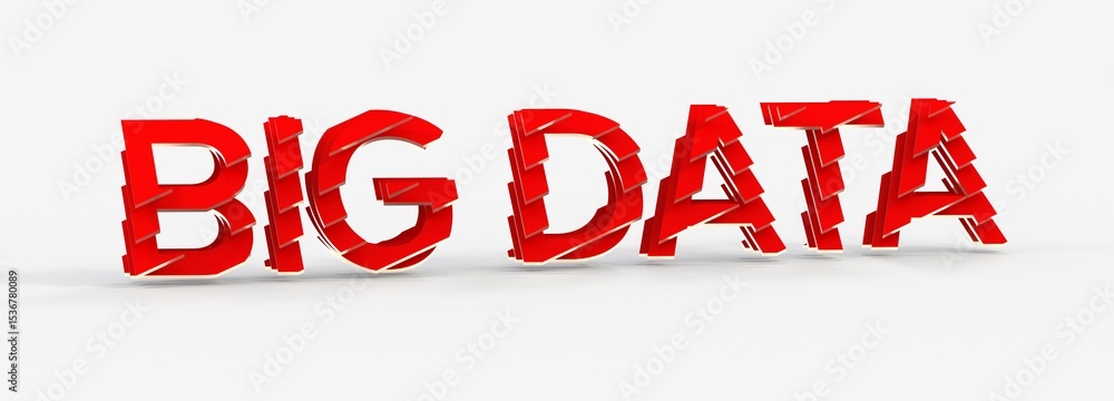 Poster 3D render of the words 'Big Data' in red.  Ideal for technology, data analysis, and business concepts.