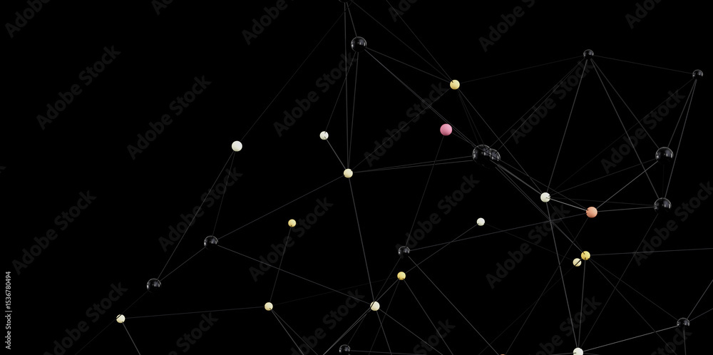 Poster Stock photo of abstract network connection with dots and lines. Ideal for technology, communication, and connection concepts.