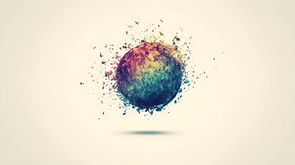 Abstract Exploding Colorful Sphere Low Poly Design
