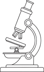 Simple line drawing of a classic microscope for science education