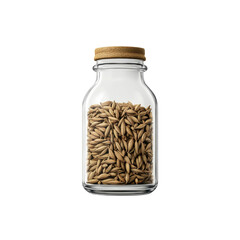 Glass Jar of Rice Grains with Cork Lid