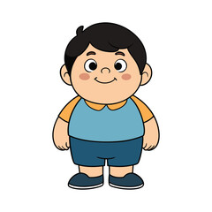 Obraz premium Fat Cute Chubby Kid Cartoon Vector Illustration