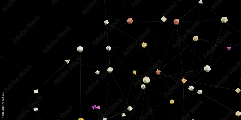 Poster Modern abstract network connection background. Digital nodes and lines.  Technology concept.