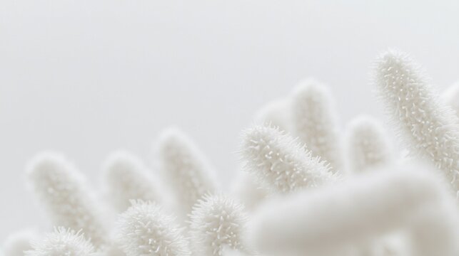 A close-up of bacteria on a white background, macro shot, Minimalist style