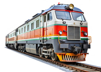 Obraz premium electric train locomotive vehicle railway isolated on white background PNG , AI GENERATED
