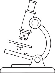 Simple line drawing of a microscope for science education