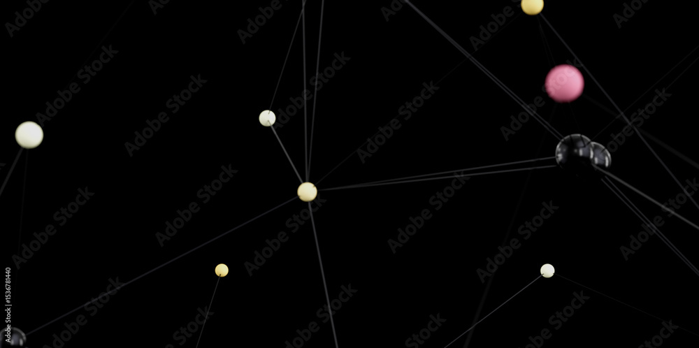 Poster Stock photo of abstract network connection with dots and lines. Ideal for technology, connection, and network concepts.
