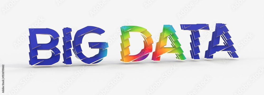 Poster Abstract 3D rendering of Big Data text in vibrant colors. Perfect for technology, data science, and analytics concepts.