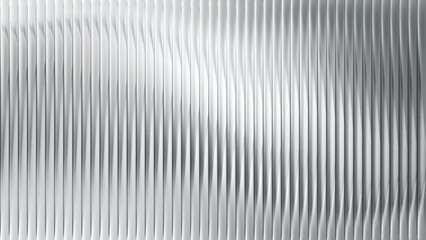 Ribbed metal texture with corrugated glass background and silver 3D effect. Abstract pattern of gradient transparent window with black vertical stripes. Panel wall design in steel and fluted plastic.