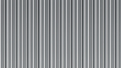 Corrugated steel panel with metal silver texture and zinc iron sheet. Roof container and white wall plate with tiled aluminum pattern. Vertical siding design with ribbed surface and frosted glass.