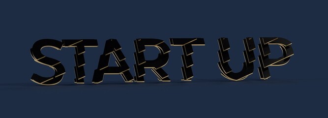 High-quality 3D render of the word STARTUP. Perfect for business, technology, and innovation concepts.