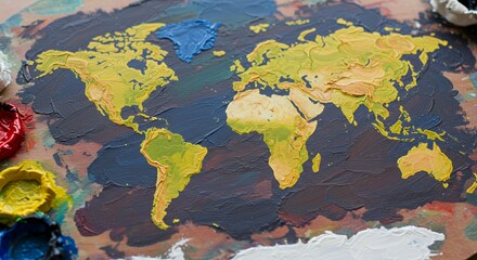 A World in Paint: An Impasto World Map on an Artist's Palette
