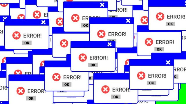 Animation Error Many Windows - 2D Transition animation background. Animated error transition