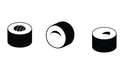 Simple illustration of different sushi rolls in black and white design style