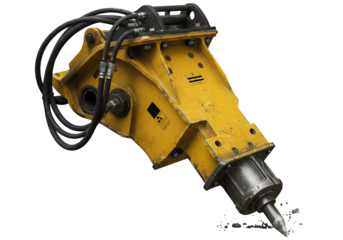 Industrial Yellow Hydraulic Breaker in Action