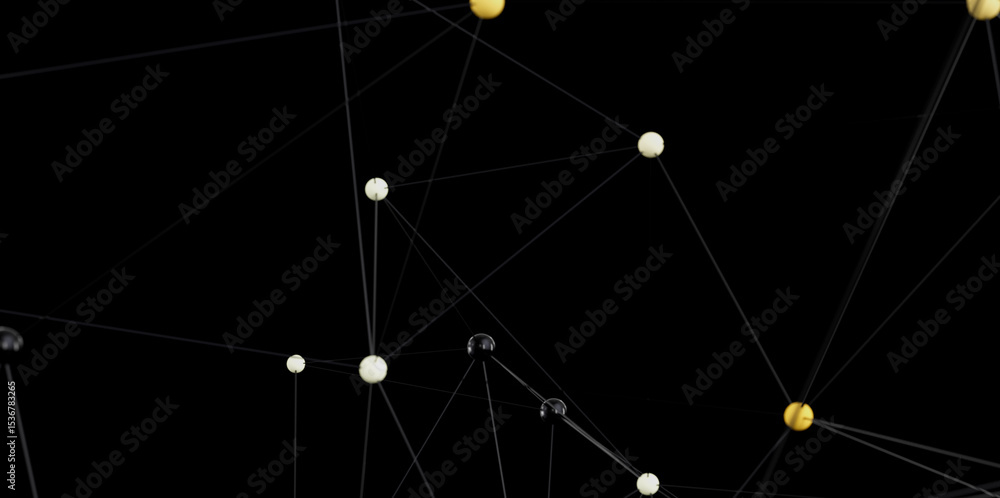 Poster Stock photo of abstract network connection with dots and lines. Ideal for technology, communication, and global concepts.