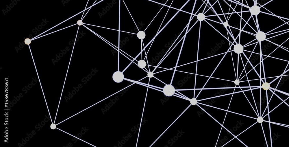 Aufkleber Stock photo of abstract network connection with dots and lines. Ideal for technology, connection, and communication concepts.