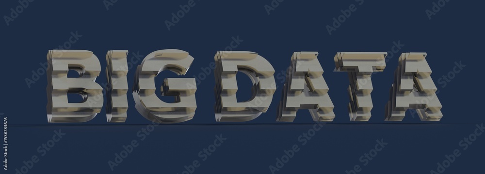Poster High-quality 3D render of 'Big Data' text. Ideal for technology, data science, and analytics concepts.