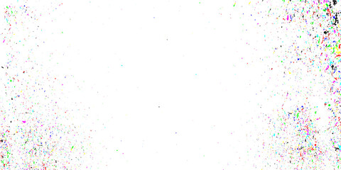 Multiple colorful dust texture on the white background, fine and scattered dust particles, scratches, smudges, and noise with an aged, distressed look.