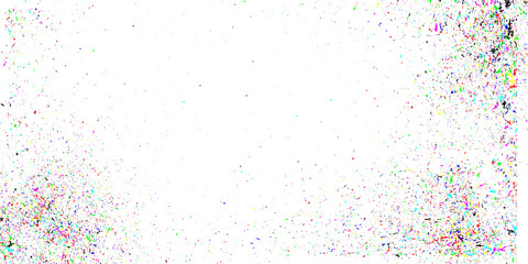 Naklejka premium Multiple colorful dust texture on the white background, fine and scattered dust particles, scratches, smudges, and noise with an aged, distressed look.