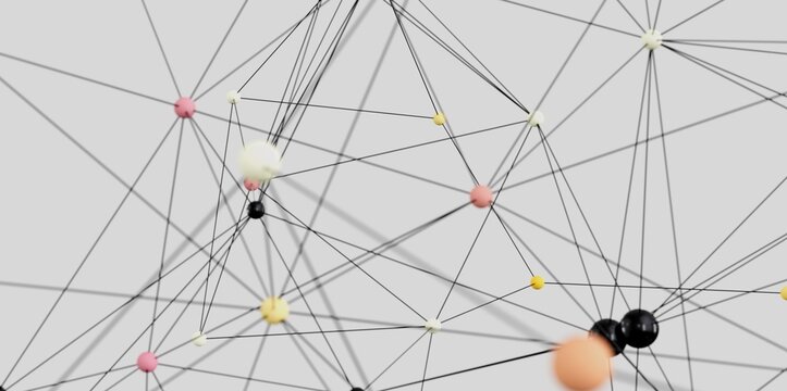 Stock photo of an abstract network connection with colorful dots and lines. Perfect for technology, connection, and network concepts.