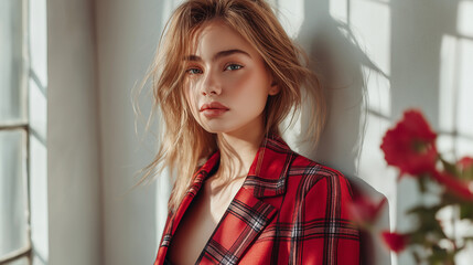Fashion shooting in studio Professional model