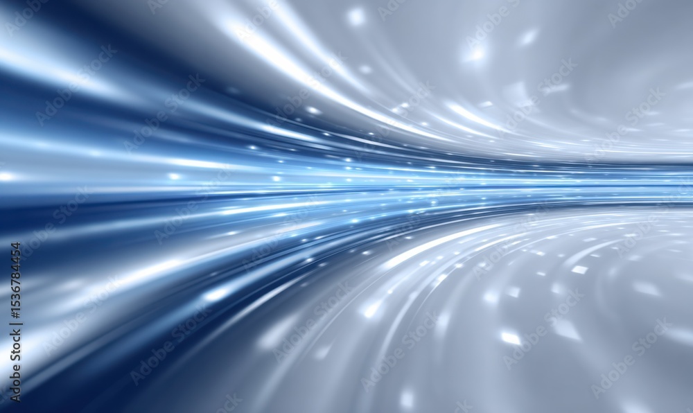 Poster futuristic blue light streaks speeding through space, representing technological advancement and dig