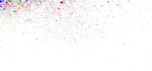 Multiple colorful dust texture on the white background, fine and scattered dust particles, scratches, smudges, and noise with an aged, distressed look.