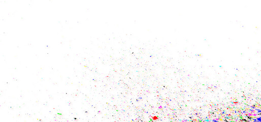 Naklejka premium Multiple colorful dust texture on the white background, fine and scattered dust particles, scratches, smudges, and noise with an aged, distressed look.