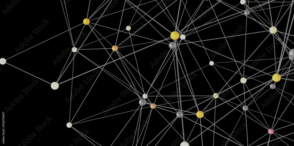 Poster stock photo of an abstract network. nodes and lines illustrate connections.
